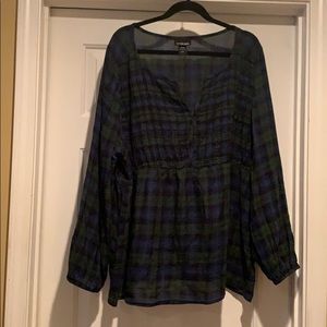 Green plaid Lane Bryant top